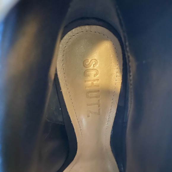 SCHUTZ WOMENS SUEDE PEEP TOE BOOTIE WITH FRONT SLIT BLACK 7.5 - Picture 10 of 10